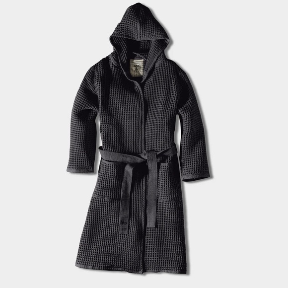 Nordstrom Men’s Waffle Knit Hooded Size Medium Cotton Black NWT - Picture 7 of 7